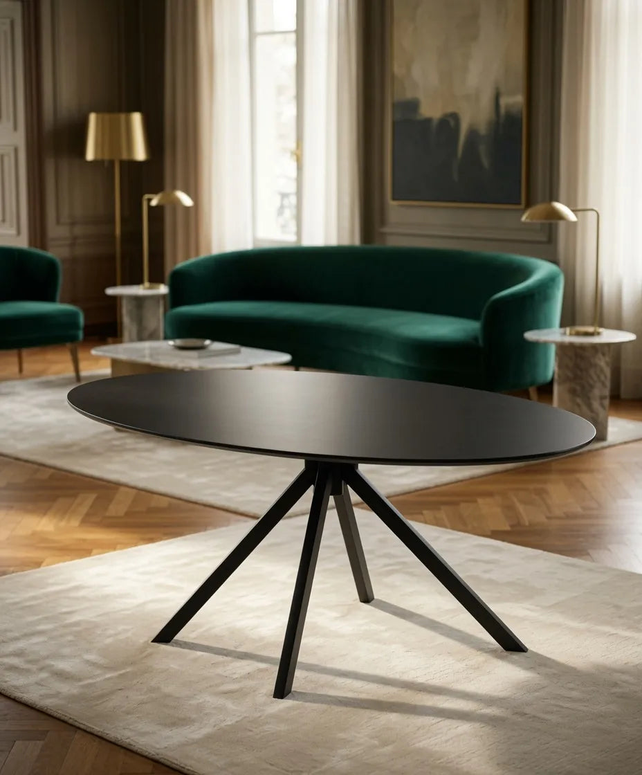 EIKEN MASSIEF EETTAFEL ZWART OVAAL - SO1